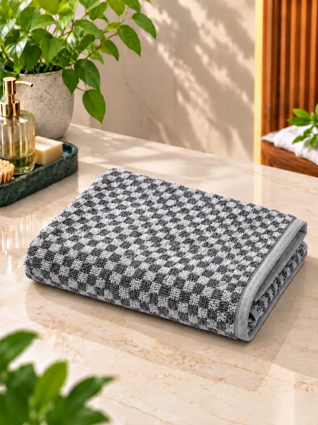 Heritage Checkered Terry Towel - #545454 & #B0B0B0