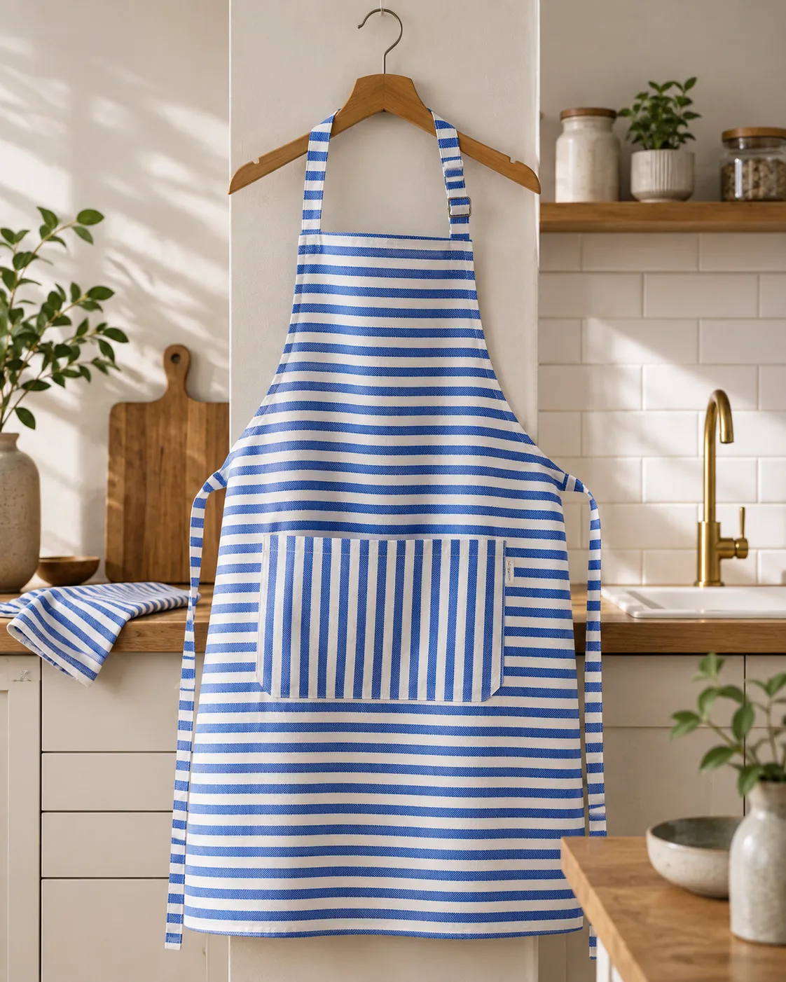 Stripe Kitchen Apron - Blue & White