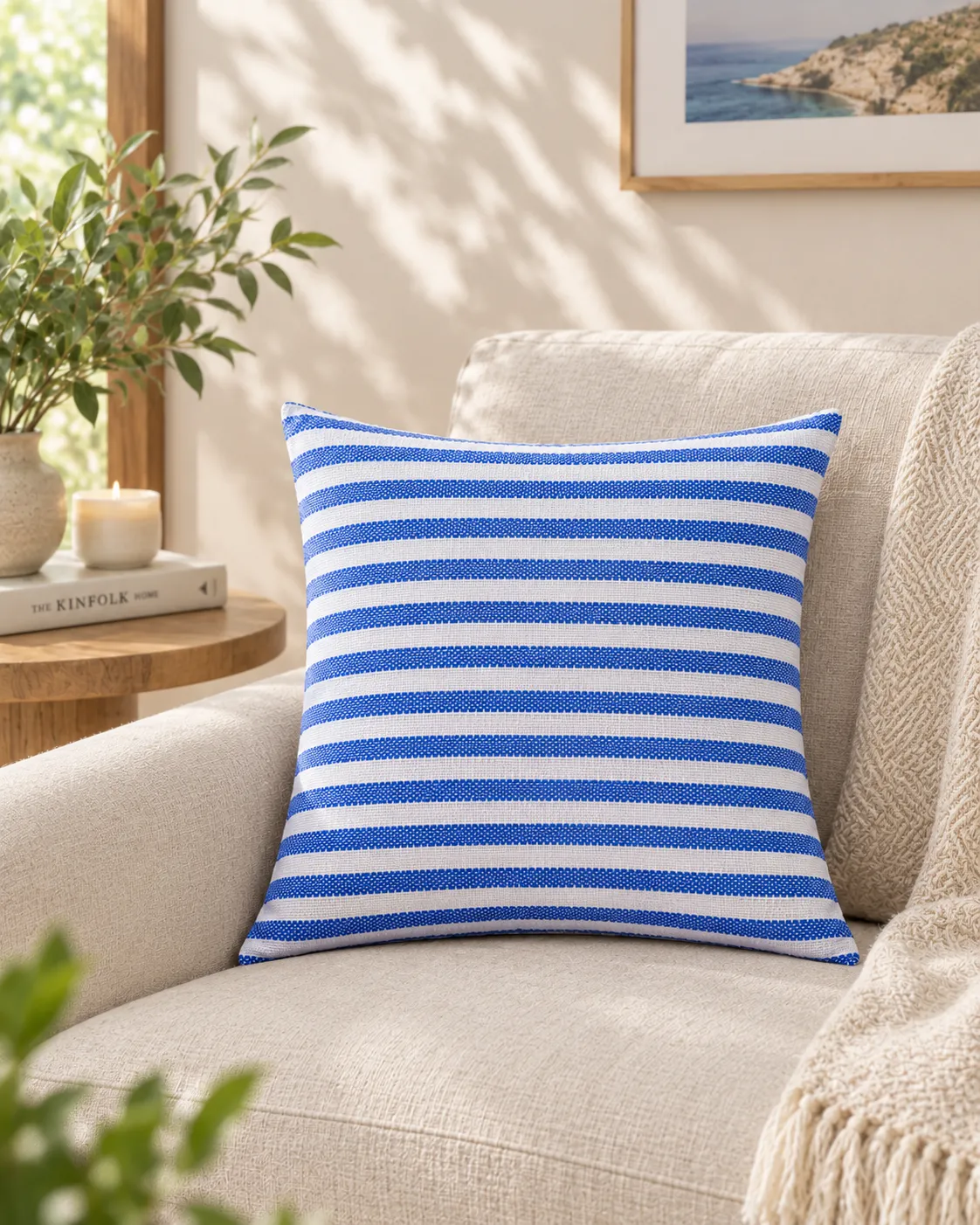 Stripe Pillow Cover - Blue & White