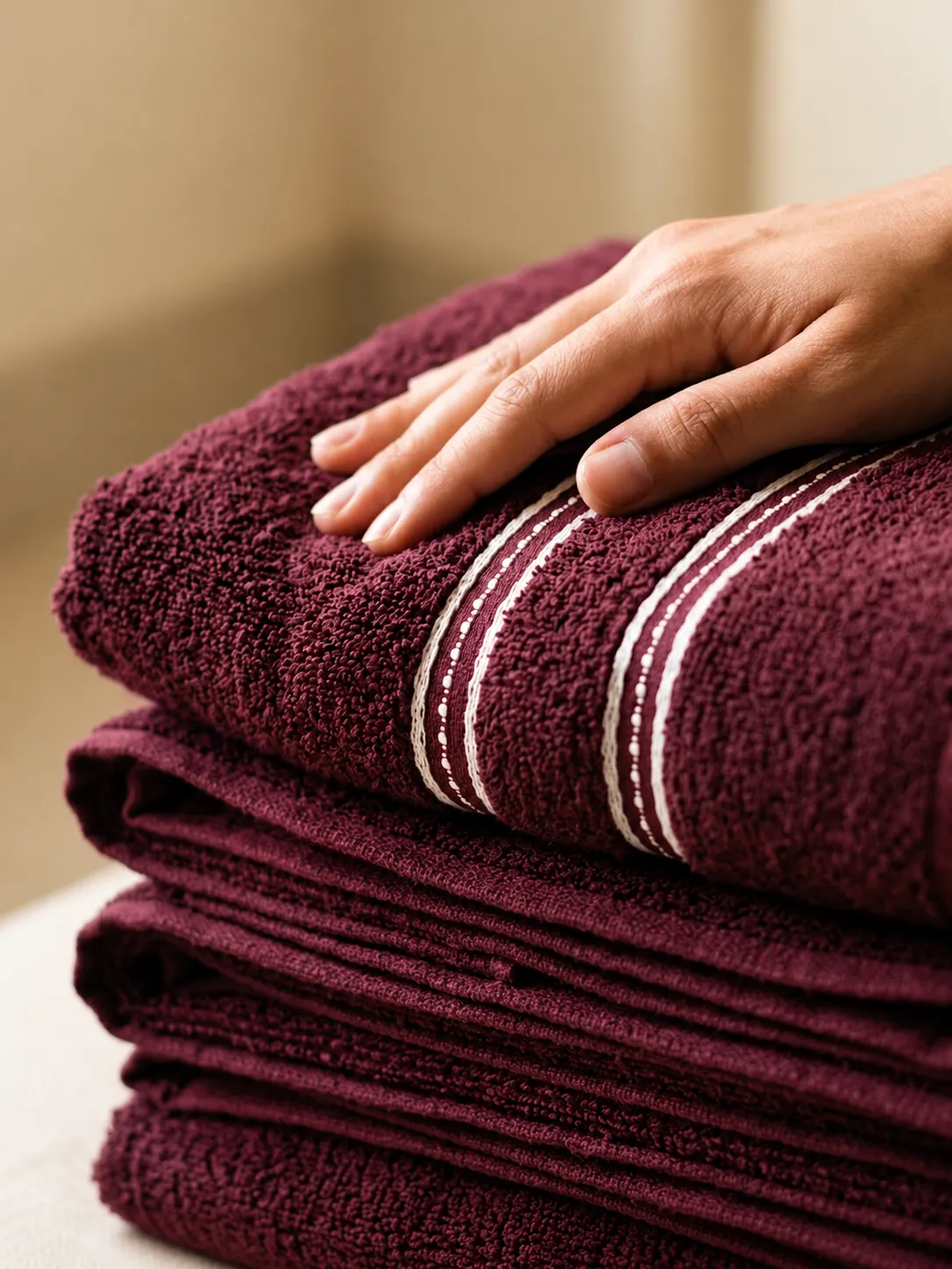 Twin Line Terry Bath Towel - Thumbnail 2