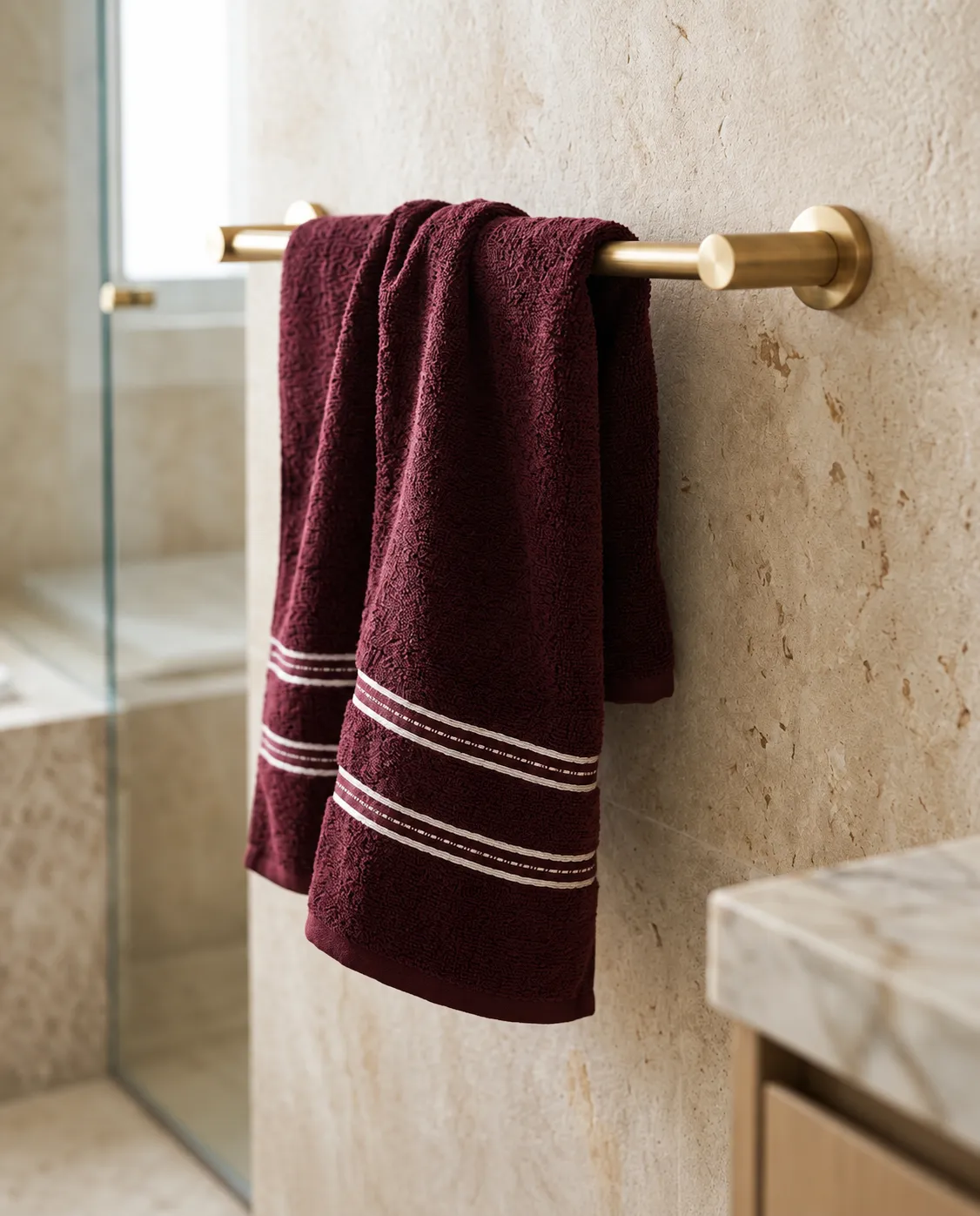 Twin Line Terry Bath Towel - Thumbnail 3